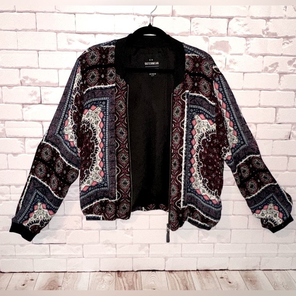 Cotton On Multicolor Women's Bomber Jacket Lightweight Unique Rare Find Size 8
